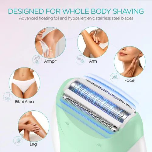 Vista 4 de VOGOE Depiladora para mujer, depiladora inalámbrica para mujeres, depiladora eléctrica 4 en 1, 2 velocidades y 21 pinzas para cara, piernas, brazos