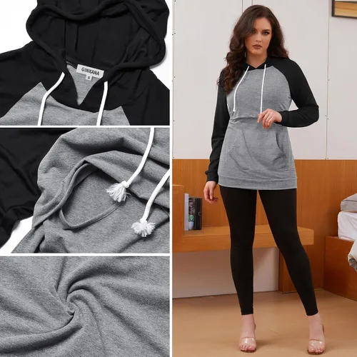 Vista 63 de GINKANA Sudadera con capucha para mujer, manga larga, lactancia materna, ropa casual