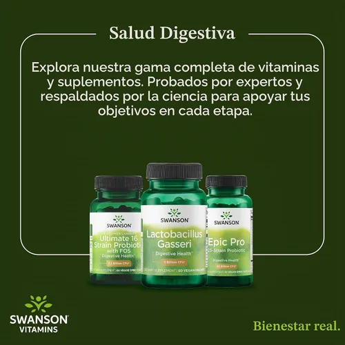 Vista 6 de Swanson Lactobacillus Gasseri 3 millones de UFC, 60 cápsulas Drcaps vegetarianas.