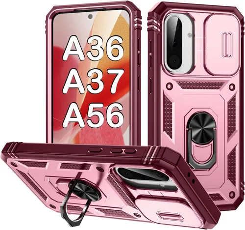 Vista 173 de PASNEW Funda militar para iPhone 13 Pro Max, cubierta de cámara deslizante y soporte de anillo de metal de 360°, carcasa rígida multicapa resistente