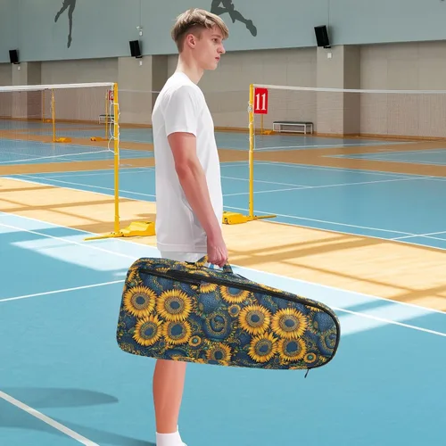 Vista 8 de Tennis Badminton Backpack Water Resistant Ukraine Sunflower Flowers 2 Rackets Padded Tennis Bag Gym Bag for Men Women Tennis Sport bolso