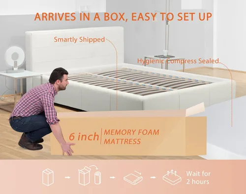 Vista 5 de Colchón individual de 6 pulgadas, espuma viscoelástica de gel para un sueño fresco y alivio de presión, almohadilla firme media, cama en una caja