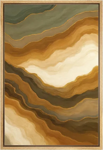Vista 39 de MUDECOR Impresión en Lienzo Enmarcado Arte de Pared Pincelada Floral Abstracta en Tonos Neutros Cálidos Tonos Terrosos Ilustraciones Minimalismo