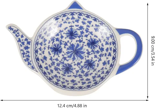 Vista 5 de BESTonZON Juego de 4 soportes de cerámica para bolsitas de té, con forma de tetera, resistentes al calor, para salsa de mesa, postre, aperitivos