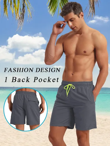 Vista 3 de TACVASEN Traje de baño de verano para hombre, de secado rápido, con forro de malla