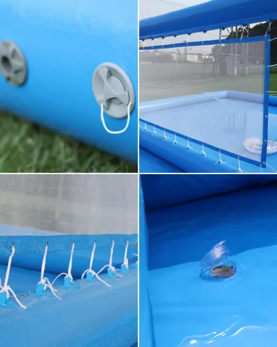 Vista 8 de Cancha inflable de voleibol de agua de 33 x 16.5 x 7 pies con bomba de aire de 800 W, cancha de voleibol de agua, PVC resistente de 0.026 in