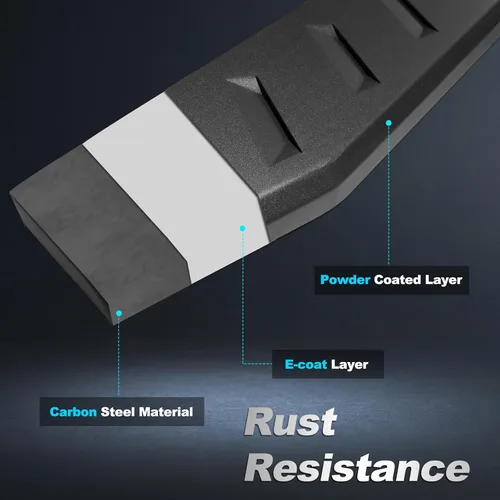 Vista 3 de Estribos de 6 pulgadas compatibles con Jeep Gladiator JT 2020-2024 con barra de 4 puertas nerf, color negro texturizado Side Steps,Nerf