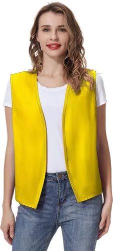 Vista 2 de TopTie Chaleco unisex sin bolsillo, chaleco victoriano, chaleco campesino, chaleco de trabajo voluntario Amarillo