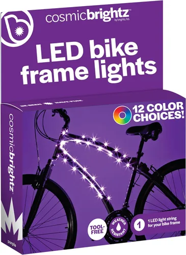 Vista 12 de Brightz CosmicBrightz - Cuerda de luz LED para marco de bicicleta, cuerda de 6.5 pies, funciona con pilas con interruptor de encendido/apagado