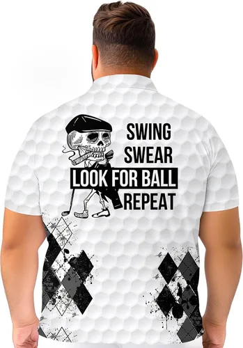 Vista 5 de PAGYMO Camisas de golf para hombre, con estampado divertido y loco hawaiano