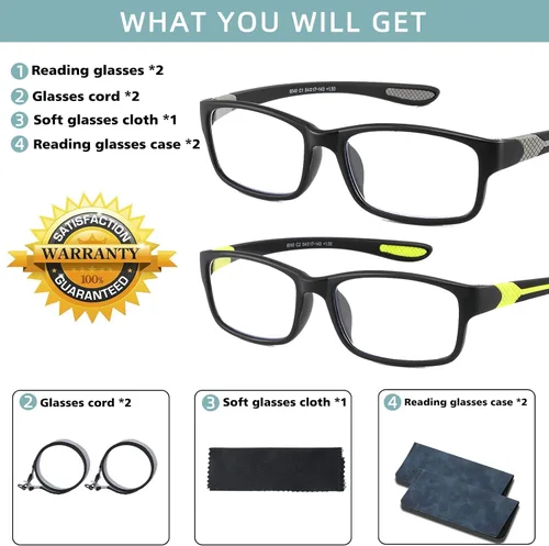 Vista 8 de Gafas de lectura anchas con luz azul para computadora, diseño deportivo, marco para cabeza grande, lentes fotocromáticos tintados