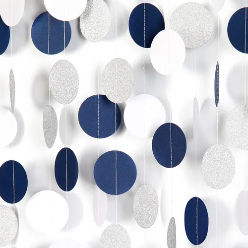Vista 8 de Guirnalda de corazones para decoración de fiesta en negro, blanco y plata - 52 pies para cumpleaños de 21 años, víspera de Año Nuevo, fondo Blace