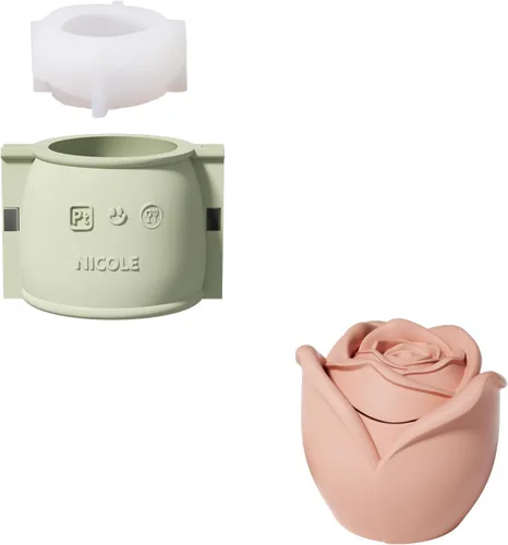 Vista 11 de BOOWAN NICOLE Vasos de vela de rosas con tapa, moldes de silicona y moldes de silicona de recarga de velas, molde de silicona para cemento