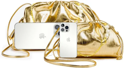 Vista 4 de NEWUEINCN Dumpling Bag for Women Sparkly Evening Clutch Purses Cloud Crossbody Bag Ruched Shoulder Bag with Detachable Chain