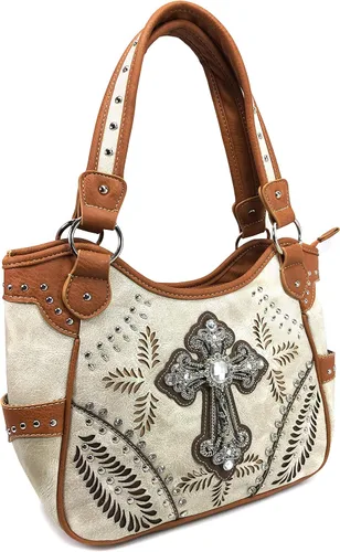 Vista 2 de Justin West Tooled - Bolsa de transporte oculta con hebilla de bordado floral