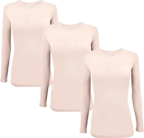 Vista 72 de Natural Uniforms Camiseta Under Scrub para mujer, cuello redondo, manga larga, paquete de 3, paquete múltiple de 3