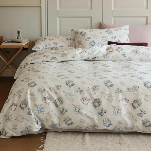 Vista 9 de LIWHENHAO Juego de funda de edredón para niños en blanco y negro, colección de ropa de cama 100% algodón, 1 funda de cubreedredón 2 fundas de Cereza
