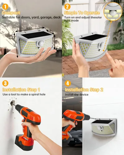Vista 6 de Aootek Luces solares con sensor de movimiento para exteriores, 120 LED Blanco