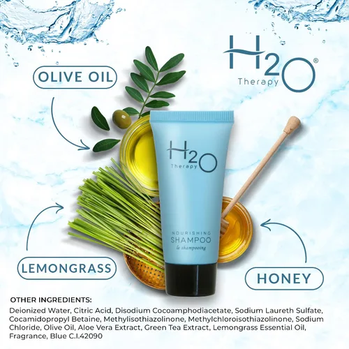 Vista 4 de H2O Therapy Champú, hotelería tamaño viaje, 1 oz (caja de 300)