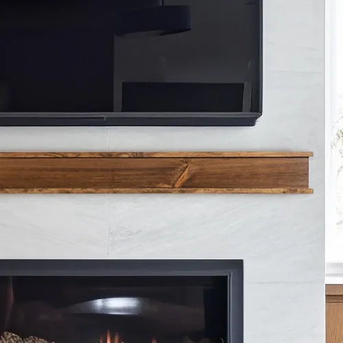 Vista 4 de Modern Ember Cody - Estante flotante de madera para chimenea de 48 pulgadas, sin terminar, estante de madera con molduras simétricas superior e