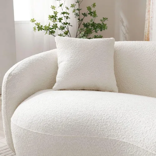 Vista 6 de Sofá curvo de 93.6 pulgadas para sala de estar, moderno sofá nube de 4 plazas, cómodo sofá tapizado de mediados de siglo con almohadas para espacios