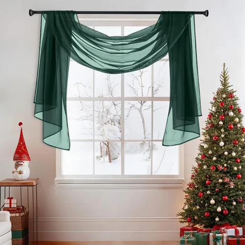 Vista 33 de MIULEE Cenefa Beige para Ventana para Fiesta - Cortina Transparente Cenefa Superior Tratamiento de Ventana Cortinas Decorativas para Arco de Boda