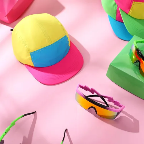 Vista 4 de Cindeer 2 lentes de sol retro de neón de los años 80 y 90, sin armazón, accesorios de disfraces de los años 80 para mujeres y hombres, fiesta