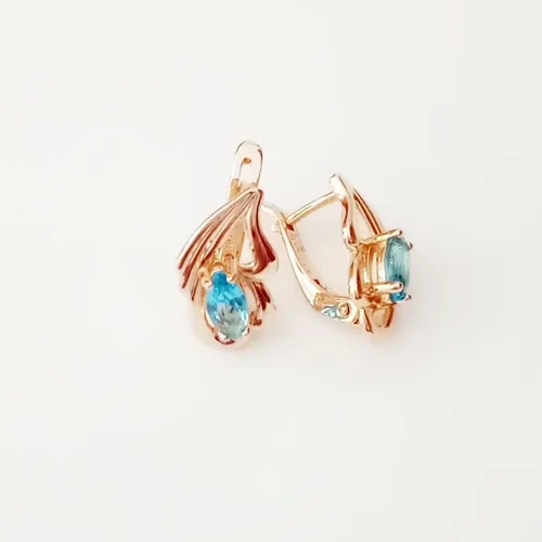 Vista 3 de PNJSilver 2024 New Gift Fashion Women Earrings 2024 Office Style Rose Gold 585 Color Jewelry Blue Stone Earrings Designs For Women Fashion