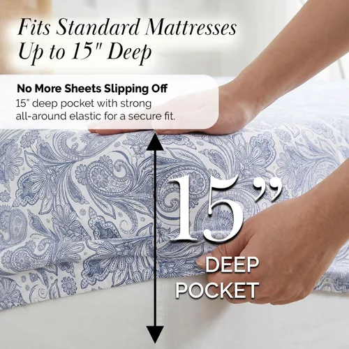 Vista 143 de Southshore Fine Living, Inc. Colección Winter Brush, juego de sábanas de 3 piezas para cama individual, sábana bajera con bolsillo profundo de 14
