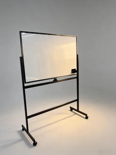 Vista 11 de Pizarra blanca móvil de grado industrial de 32 x 48 pulgadas de borrado en seco con soporte rodante con cerradura, pizarra blanca magnética de doble