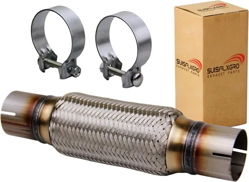 Vista 17 de Tubo Flexible de Escape SUISFLXGRO Universal Tipo 100% Acero Inoxidable Para Carga Pesada y Autos (1 PC, 2X8X12)