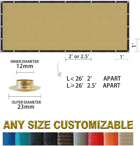 Vista 5 de Houssity Beige Panel de Pantalla de Privacidad para Valla de Balcón Terraza de 4' x 1' Cubierta de Tela de Sombra para Valla de Eslabones de Cadena