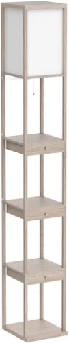 Vista 4 de Brightech Maxwell Edición Cajón - Lámpara de pie moderna de estante con cajón - Lámparas de pie de esquina con estantes para sala de estar