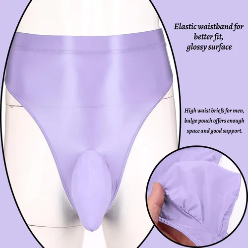 Vista 5 de YiZYiF Braguitas de medias brillantes para hombre, bolsa de bulto, ropa interior suave transparente