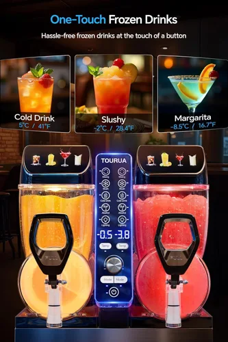 Vista 3 de MÁQUINA DE GRANIZADAS Grado Comercial – 50 L, Elaborador de Bebidas Congeladas, +84 Porciones, Congelación Rápida de 30 Minutos, Tapa con Luz LED