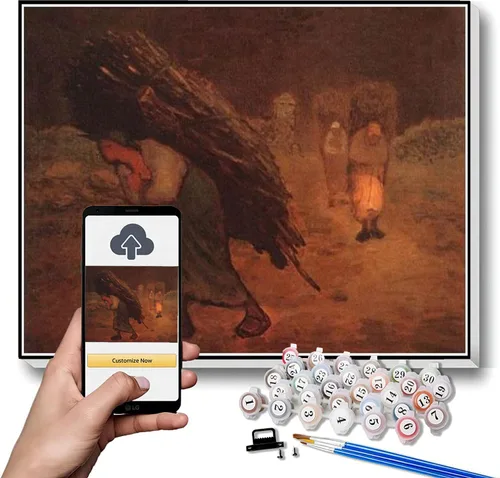 Vista 14 de Kits de pintura por números para adultos y niños La tentación de San Antonio Pintura por Jean-Francois Millet DIY Pintura al óleo por números Kits
