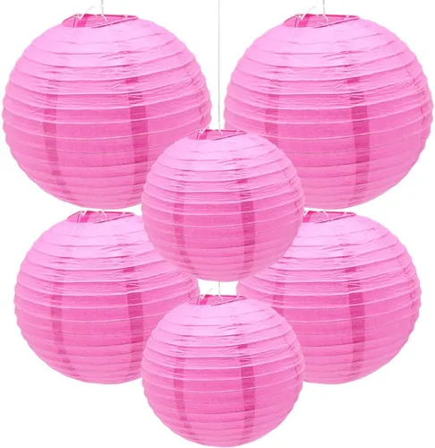 Vista 14 de 6 faroles de papel decorativos redondos colgantes para fiestas, aulas, bodas, Halloween, Navidad, decoración del hogar