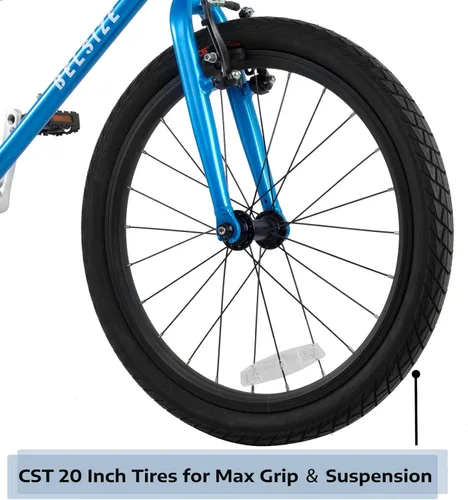 Vista 5 de A11N SPORTS BELSIZE - Bicicleta para niños de 20 pulgadas, bicicleta ligera de aleación de aluminio (solo 14.82 libras) para niños de 7 a 10 años