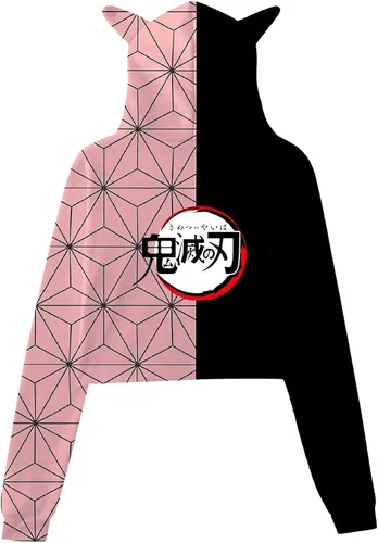 Vista 2 de ixqekuc Sudadera con capucha de anime para niños, Tanjirou Nezuko Zenitsu para mujer