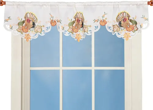Vista 16 de Cenefa de Cortina de Ventana de Cocina con Bolsillo para Barra Bordada de Bastón de Caramelo de Navidad y Fiestas A 58 × L 14 Pulgadas