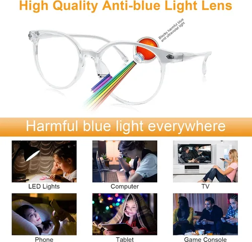 Vista 2 de Craebuer Lentes de luz azul, anteojos con filtro de luz azul, anteojos transparentes de lectura para computadora para mujeres y hombres