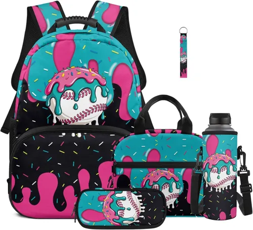 Vista 17 de Bulopur Eagle American Flag Print Kids Backpack Boys Elementary School 17 Inch Bookbag With Lunch Bag Water Bottle Holder Keychain Pencil Case 5