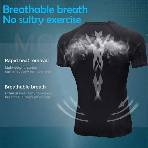 Vista 5 de Paquete de 3 camisetas de compresión para hombre, camisetas de entrenamiento de manga corta, camisetas de secado fresco, camiseta deportiva