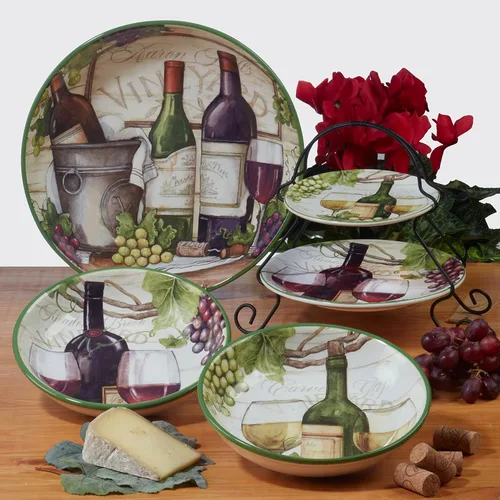 Vista 5 de Certified International Meadow Brook - Platos para canapé/almuerzo/aperitivo de 6 pulgadas, diseños surtidos, multicolor, grande, juego de 4