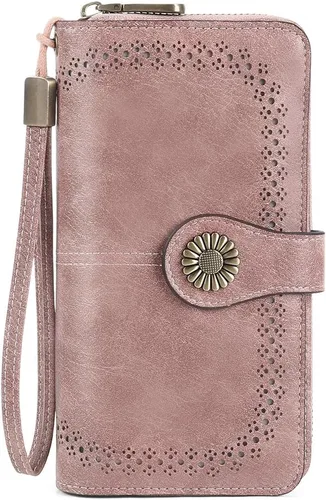 Vista 8 de SENDEFN Cartera de cuero para mujer, con bloqueo RFID, tarjetero para tarjetas de crédito, cartera de mano para mujer