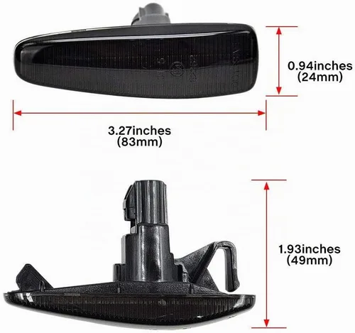 Vista 4 de Luz de marcador lateral ámbar secuencial LED para Mitsubishi Lancer Evolution X Mirage Outlander Sport Front Side Fender Turn Signal Repeater
