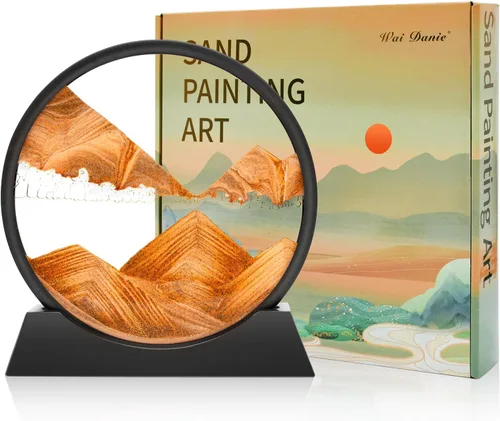 Vista 12 de Wai Danie Imagen artística de arena en movimiento 3D, reloj de arena de mar profundo, paisaje de arena líquida, marco de arena que fluye relajante
