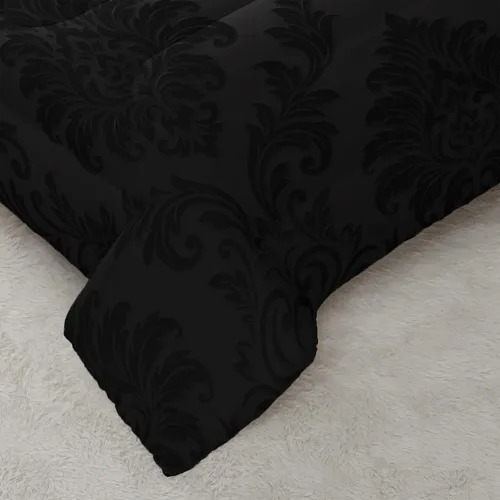 Vista 5 de AILONEN Juego de ropa de cama de 3 piezas, 1 edredón + 2 fundas de almohada, diseño floral adornado y medallones tonales para dormitorio gótico