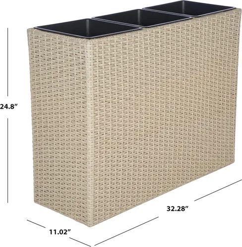 Vista 5 de SAFAVIEH Rita - Soporte para plantas de mimbre beige de 3 niveles con cestas, estante vertical para macetas para patio, balcón, jardín, 32.28