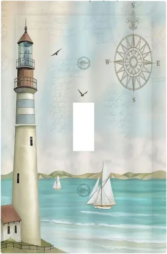 Vista 87 de Cubiertas de Interruptor de Luz de 1 Gang con Estrella de Mar y Concha Marina en Tablero de Madera, Placas de Pared Sin Dispositivo, Placa Frontal